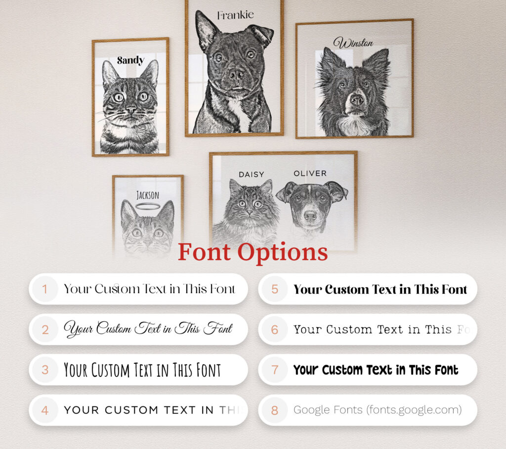 Custom Pet Portrait Pencil Sketch Dog Cat Drawing From Photo ...