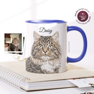 Custom Glowing Cat & Paris Mug - Personalized Name, 11oz Or 15oz Ceramic | Louvre Museum Design Coffee Cup