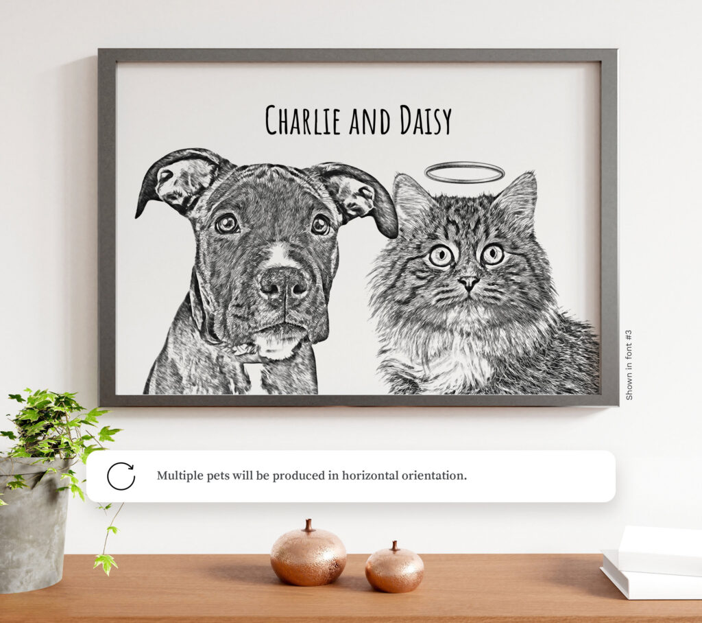Custom Pet Portrait Pencil Sketch Dog Cat Drawing From Photo ...