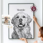 Custom Pet Portrait Pencil Sketch Dog Cat Drawing from Photo